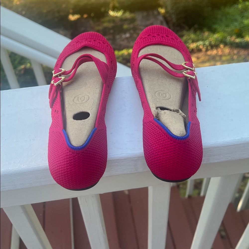Rothys rouge crochet Double Buckle Mary Jane Women's Flats  size 8 - Picture 5 of 6